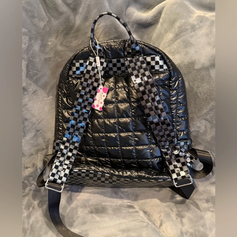 NWT - Bari Lynn - Black & Silver Checkered Backpack